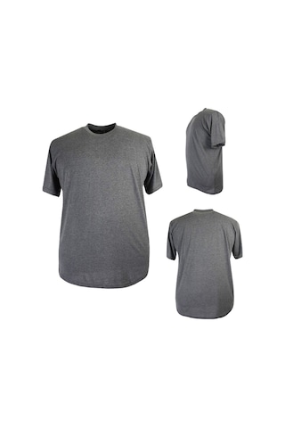 Erkek 72 Kilo-200 Kilo Arası İçin Uygun Bisiklet Yaka Düz Tişört Antrasit