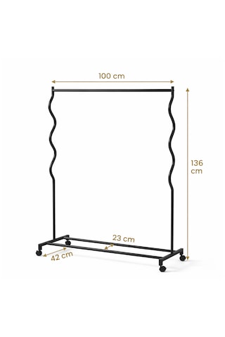 Modern Lüks Desenli Metal Tekerlekli Konfeksiyon Askılığı Kıyafet Askısı Stand Altın