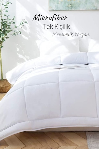 Microfiber Tek Kişilik Yorgan Kapitone Yıkanabilir Mevsimlik Micr