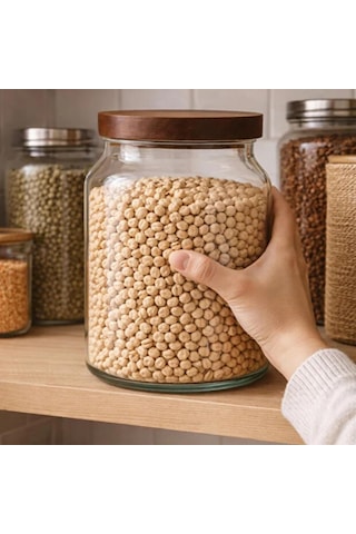 3000 Ml Akasya Kapaklı Mega Cam Kavanoz Bakliyat Ve Kiler Düzenleyici Büyük Boy Saklama Kavanozu Diğer