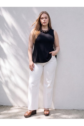 Lcwaıkıkı Curve Siyah Büyük Beden Fırfırlı Peplum Bluz