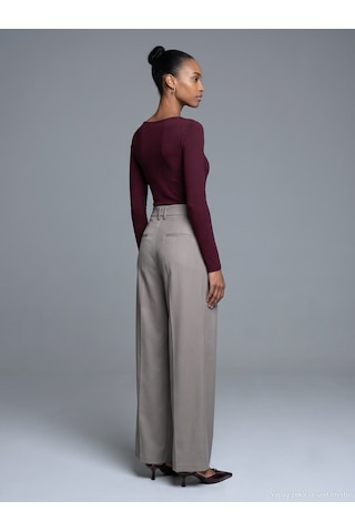 Dilvin 72786 Pens Detaylı Geniş Paça Pantolon-vizon