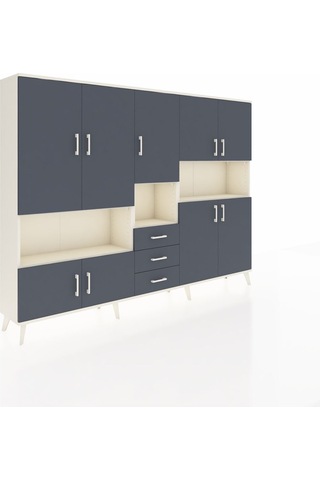 Arges Dolap 13 Raflı 3 Çekmeceli 9 Kapaklı 220x30x163 Aytaşı-antr Aytaşı-antrasit