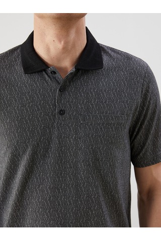 Lcwaıkıkı Classic Siyah Polo Yaka Merserize Görünümlü Erkek Tişört