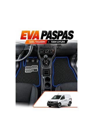 Renault Kangoo 3 Panelvan 2021-2025 Uyumlu Eva Paspas Metal Topukluklu Ön 2 Parça Siyah-mavi