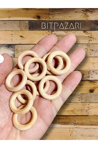 Flea Market 10 Adet 3cm Ahşap Perde Halkası Çok Renkli