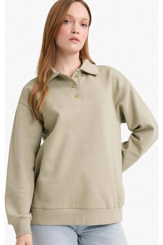 Defacto Regular Fit Polo Yaka İçi Yumuşak Tüylü Kalın Sweatshirt Tunik F3085ax25wngn497 Yeşil-gn497