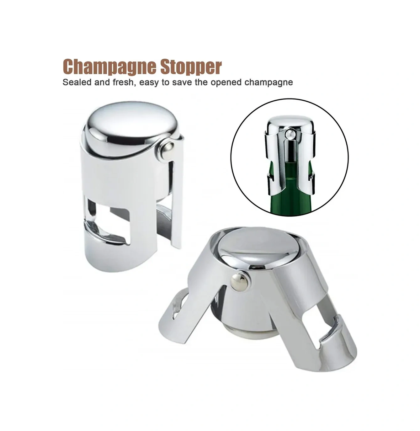 Konesam Porselen Paslanmaz Çelik Şampanya Tıkanıcısı - İçeriği Kabarcıklı Tutan, Tazeliği Koruyan, Leakproof Silikon Yalıtkanlı Fincan Kapak Aksesuarı
