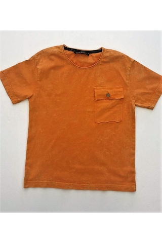 Richie Royce Çocuk Yıkamalı Sıfır Yaka Pamuklu Tshirt-6949-hardal Hardal