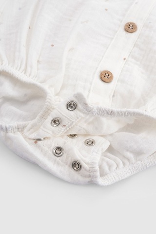 Organik Pamuk Müslin Ekru Bebek Kolsuz Zıbın Ekru