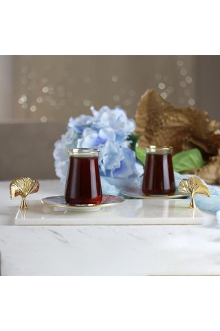 Akayev Mermer Beyaz 30X20 CM Altın Ginkgo Sunum Tabağı