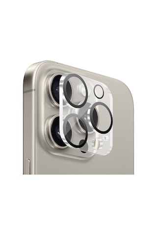 Buff Apple iPhone Uyumlu 15 Pro Max Paket - 2x5d Ekran Koruyucu + Siyah Kılıf + Lens Koruyucu Glass Şeffaf