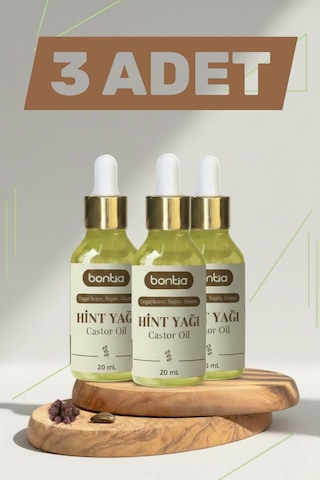 %100 Saf Soğuk Sıkım Hint Yağı 3 Lü Set - Kaş Kirpik Saç Bakımı & Cilt Nemlendirici Doğal Yağ 3x20ml 60 ML