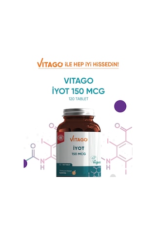Vitago Premium 150 Mcg İyot İçeren Takviye Edici Gıda 120 Tablet