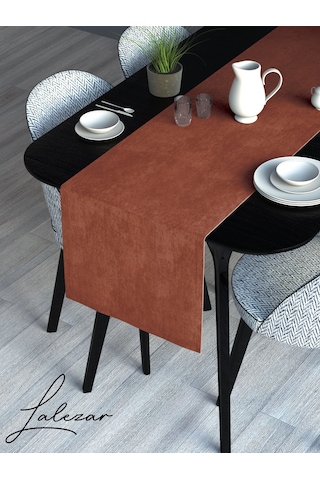 Kadife Efektli Kiremit Rengi Aura Serisi Runner 40 X 140 Kiremit