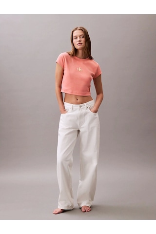 Calvin Klein Monogram Baby Tee Kadın Pembe T-shirt Lv047ab802-vdw Turuncu