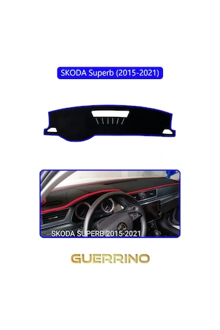 Skoda Superb 2015-2021 Torpido Koruma Halısı Mavi Kenar