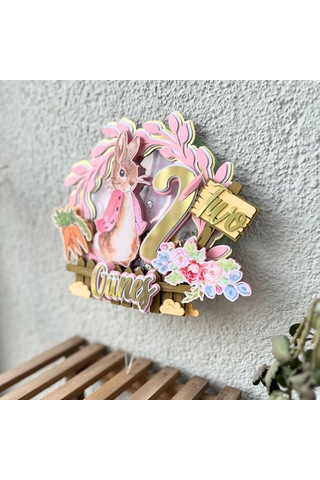 Peter Rabbit Tavşan Temalı Kız Çocuk Doğum Günü İsme Özel 3d Pasta Süsü Cake Topper Çocuk