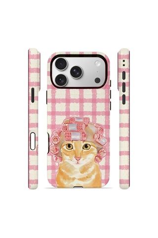 Apple iPhone Uyumlu 17 Pro Max Vorian Çift Katmanlı Magsafe Kılıf Pink Picnic Cat