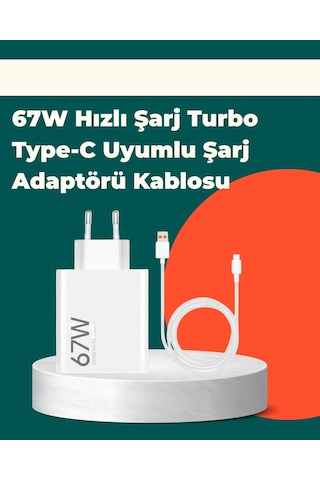 Buğz Güvenli Ve Hızlı Şarj İçin 67w Turbo Adaptör Type-c Kablo İle