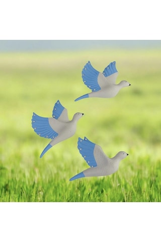Dekoratif Üçlü Kumru Kuş Duvar Dekoru Süs 17 12 Cm Mavi Renk 3 Lü Set