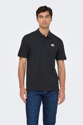 Only & Sons Erkek Polo Yaka T Shirt 22036883 Siyah Siyah