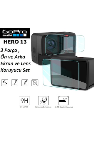 Gopro Hero 13 , 12 , 11 , 10 Ekran Koruyucu Seti 9H