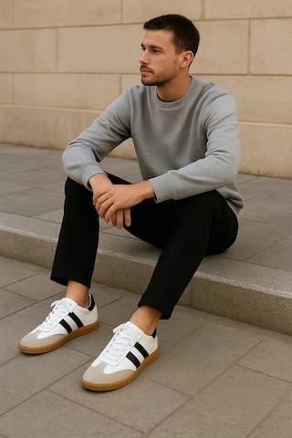 Bilba Erkek Hakiki Deri 6 Cm Boy Uzatan Spor Ayakkabı Beyaz