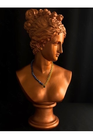 Lapis Lazuli Doğal Taş Kabartma Zincirli Gold Çelik Kolye Altın