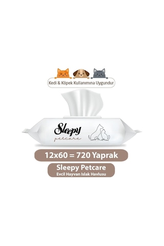 Sleepy Petcare Evcil Hayvan Islak Havlusu 12X60 Yaprak