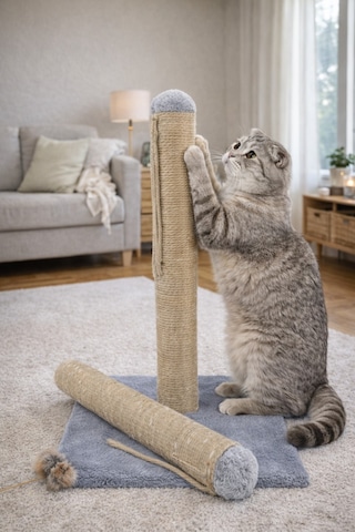 Gri Kedi Tırmalama Tahtası Yedek Borulu-42cm