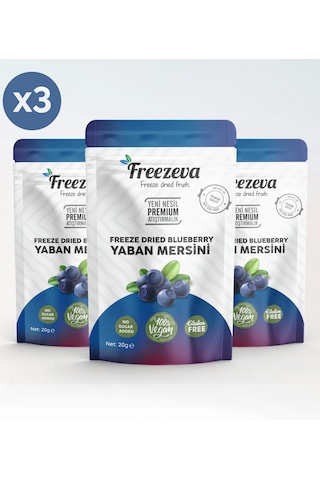 Freezeva 3'lü Paket Dondurularak Kurutulmuş Yaban Mersini Freeze Dried Yaban Mersini 3x20 Gr 20 G