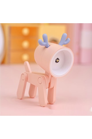 Yeni Karikatür Gece Lambası Geyik Masa Lambası-pembe Açık Pembe