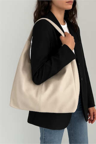 Adelina Bags Kadın Salaş Yumuşak Dokulu Büyük Omuz Ve Tote Çanta Krem