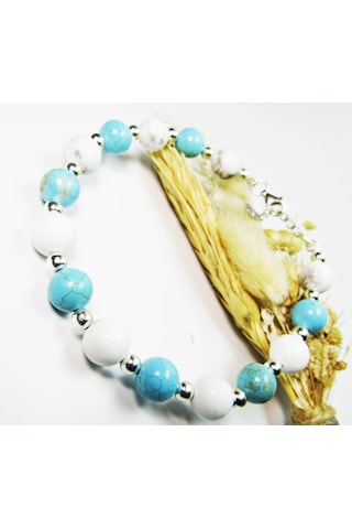 925 Ayar Gümüş Havlit ve Turkuaz Doğal Taşlı Kadın Bileklik