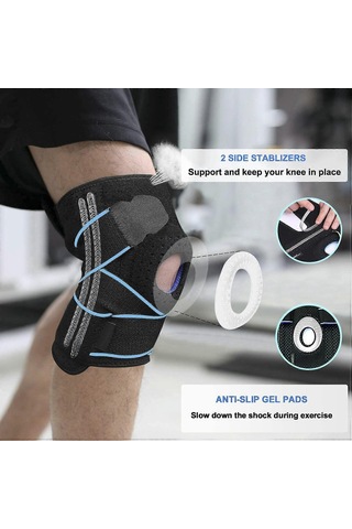 Neopren Diz Desteği, Patella Ve Bağlar İçin 2 Adet Dizlik, Spor Ve Koşu İçin Açık Patella Sabitleyici Halkalı Diz Desteği