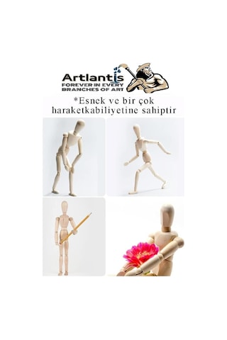 Ahşap İnsan Modeli 30 Cm 1 Adet İnsan Figürlü Ahşap Model Manken Resim Ressam Eğitimi Tahta Adam Kukla Stilist