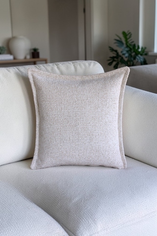 Kırlent Kılıfı - 3'lü Set Çift Taraflı Şönil Kumaş 45x45 Cm Ve 35x50 Cm Dekoratif Ev Aksesuarı Krem