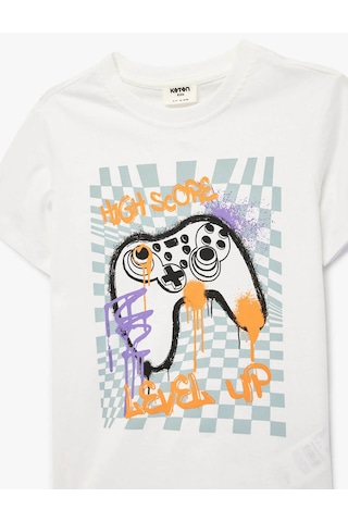 Koton Baskılı Beyaz Erkek Çocuk T-shirt 6skb10054tk Beyaz
