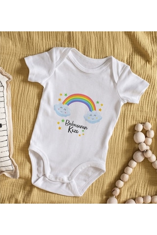 Bitmeyenkartus Bk Kids Babasının Kızı Tasarımlı Bebek Body Zıbın - Model 1 Çok Renkli