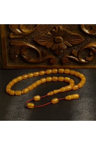Kapsül Kesim 12x8 Mm Sıkma Kehribar Sistem Püsküllü Tesbih Sarı