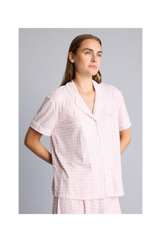 Defacto Regular Fit Kısa Kollu Pötikare Desenli Düğmeli Pijama Takımı H5759ax26aupn440 Pembe-pn440