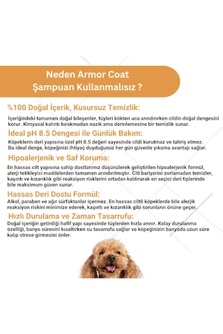Armor Coat Köpek&kedi Şampuanı Hipoalerjenik,hindistan Cevizi Özlü Onarıcı,koku Giderici,parlatıcı