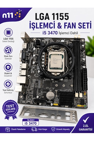 Intel Core İ5-3470 İşlemci + İzoly H61 M.2 Anakart + İşlemci Fanı Seti 1155 Pin