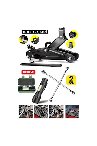 2 Ton Tekelekli Hidrolik Araç Krikosu + 4'lü Bijon Seti Beraber