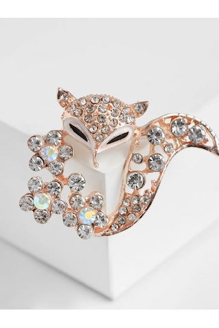 Queen Fair Taşlı "tilki" Broş 170211123 Beyaz