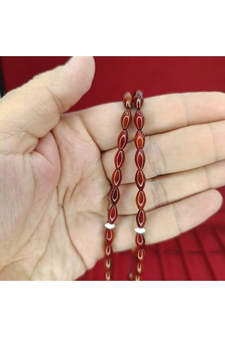 Kişiye Özel Kutulu Deve Kemiği İmameli Arpa Kesim Kınalı Kuka Tesbih Şık Ahşap Hediye Kutulu Özel Tasarım