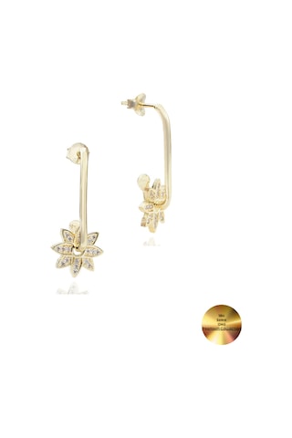 Brezza Lusso Jewelry 18k Serie Oro Sallantılı Çiçek Night Kadın Gümüş Küpe