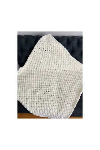 Alize Puffy Tek Battaniye 90x90 Cm Yumuşak Pofidik Örgü Bebek Yetişkin Battaniyebeyaz Krem