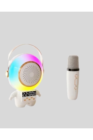 Mey İthalat Karaoke Özellikli Astronot Bluetooth Hoparlör Kablosuz Mikrofonlu